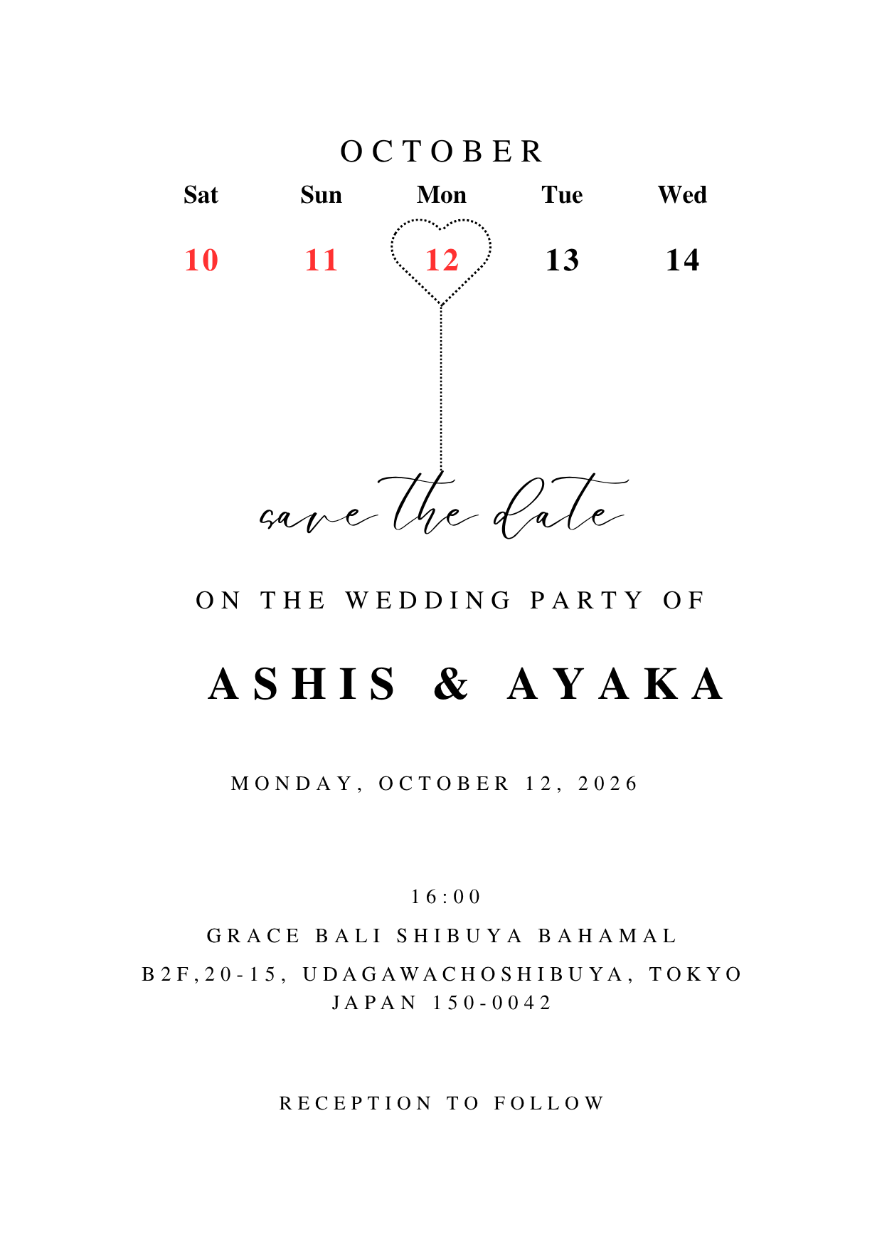Save The Date English Calendar